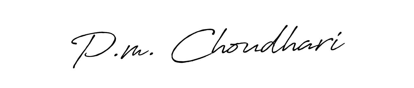 How to make P.m. Choudhari name signature. Use Antro_Vectra_Bolder style for creating short signs online. This is the latest handwritten sign. P.m. Choudhari signature style 7 images and pictures png