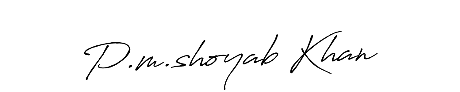 if you are searching for the best signature style for your name P.m.shoyab Khan. so please give up your signature search. here we have designed multiple signature styles  using Antro_Vectra_Bolder. P.m.shoyab Khan signature style 7 images and pictures png