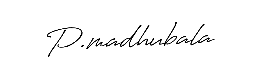Use a signature maker to create a handwritten signature online. With this signature software, you can design (Antro_Vectra_Bolder) your own signature for name P.madhubala. P.madhubala signature style 7 images and pictures png