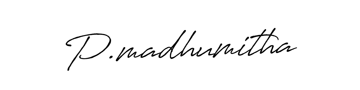 Antro_Vectra_Bolder is a professional signature style that is perfect for those who want to add a touch of class to their signature. It is also a great choice for those who want to make their signature more unique. Get P.madhumitha name to fancy signature for free. P.madhumitha signature style 7 images and pictures png