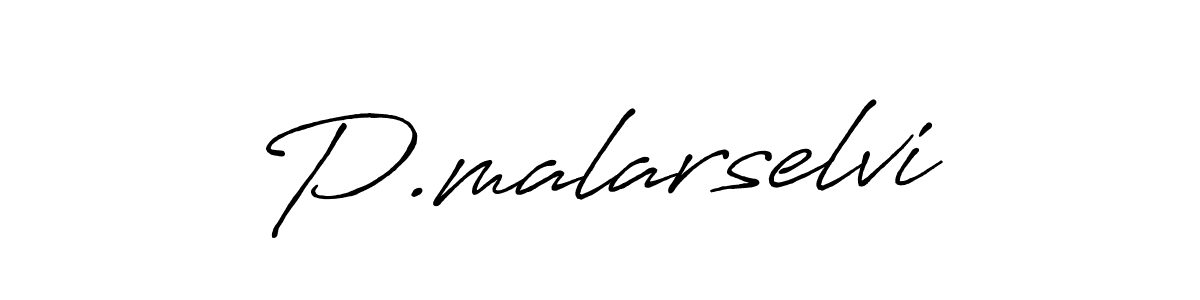 How to make P.malarselvi name signature. Use Antro_Vectra_Bolder style for creating short signs online. This is the latest handwritten sign. P.malarselvi signature style 7 images and pictures png