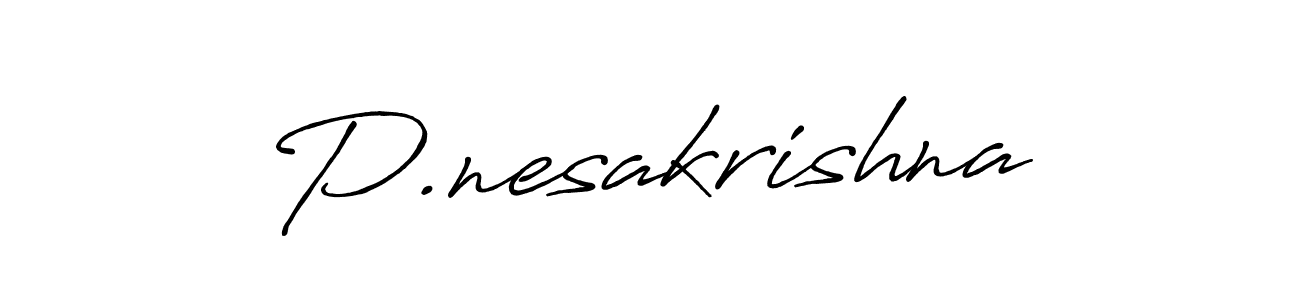 Also You can easily find your signature by using the search form. We will create P.nesakrishna name handwritten signature images for you free of cost using Antro_Vectra_Bolder sign style. P.nesakrishna signature style 7 images and pictures png