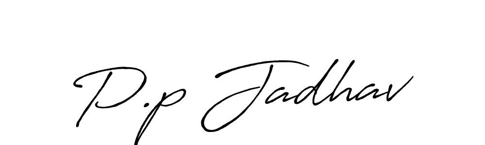 Create a beautiful signature design for name P.p Jadhav. With this signature (Antro_Vectra_Bolder) fonts, you can make a handwritten signature for free. P.p Jadhav signature style 7 images and pictures png