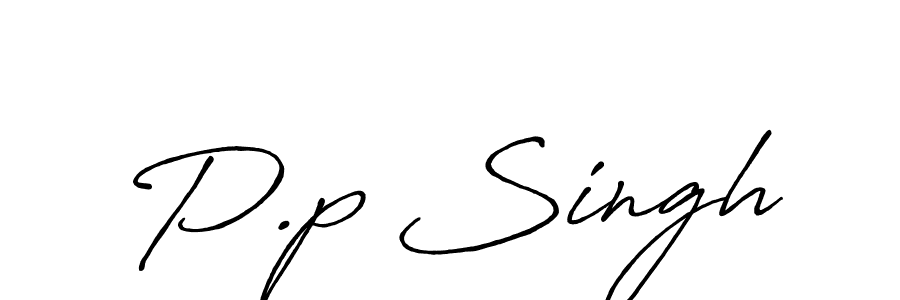 Design your own signature with our free online signature maker. With this signature software, you can create a handwritten (Antro_Vectra_Bolder) signature for name P.p Singh. P.p Singh signature style 7 images and pictures png