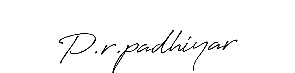 Create a beautiful signature design for name P.r.padhiyar. With this signature (Antro_Vectra_Bolder) fonts, you can make a handwritten signature for free. P.r.padhiyar signature style 7 images and pictures png