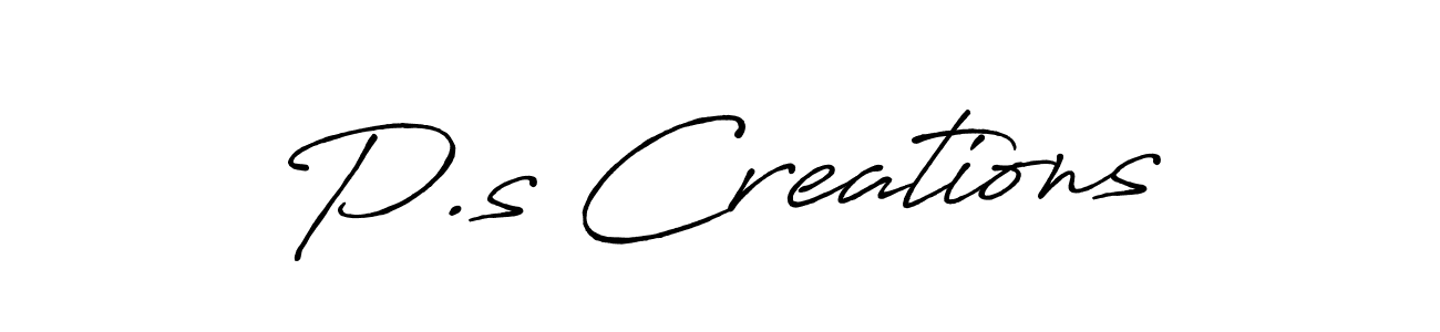 Use a signature maker to create a handwritten signature online. With this signature software, you can design (Antro_Vectra_Bolder) your own signature for name P.s Creations. P.s Creations signature style 7 images and pictures png