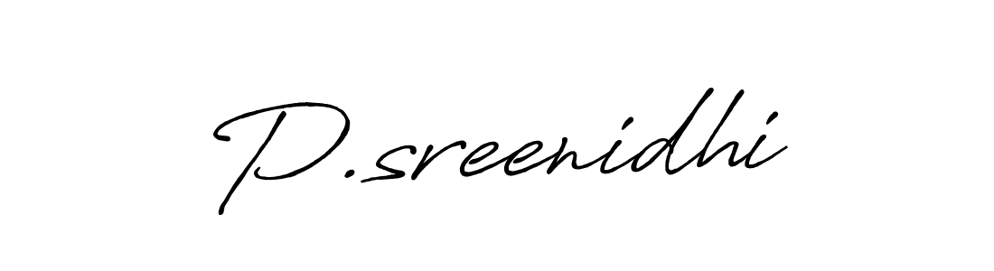 Use a signature maker to create a handwritten signature online. With this signature software, you can design (Antro_Vectra_Bolder) your own signature for name P.sreenidhi. P.sreenidhi signature style 7 images and pictures png