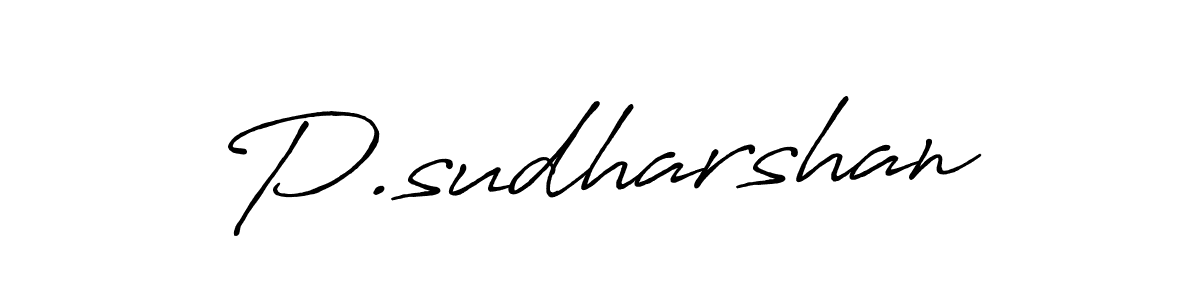 Use a signature maker to create a handwritten signature online. With this signature software, you can design (Antro_Vectra_Bolder) your own signature for name P.sudharshan. P.sudharshan signature style 7 images and pictures png