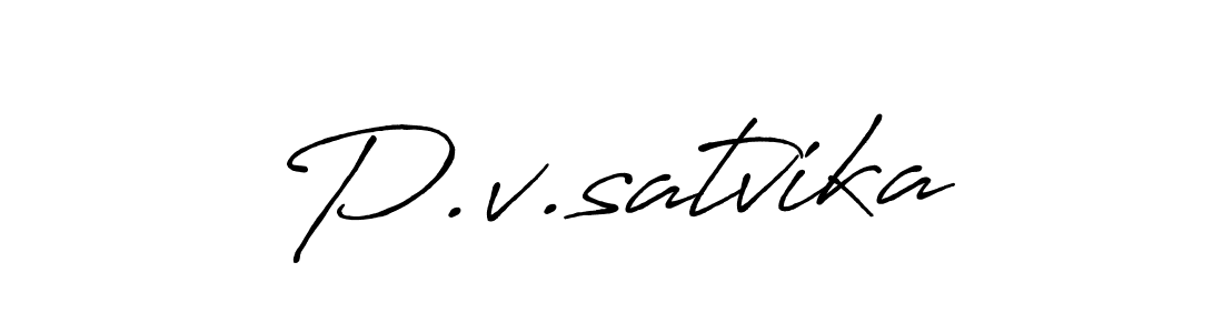 Make a beautiful signature design for name P.v.satvika. With this signature (Antro_Vectra_Bolder) style, you can create a handwritten signature for free. P.v.satvika signature style 7 images and pictures png