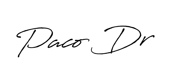 Similarly Antro_Vectra_Bolder is the best handwritten signature design. Signature creator online .You can use it as an online autograph creator for name Paco Dr. Paco Dr signature style 7 images and pictures png