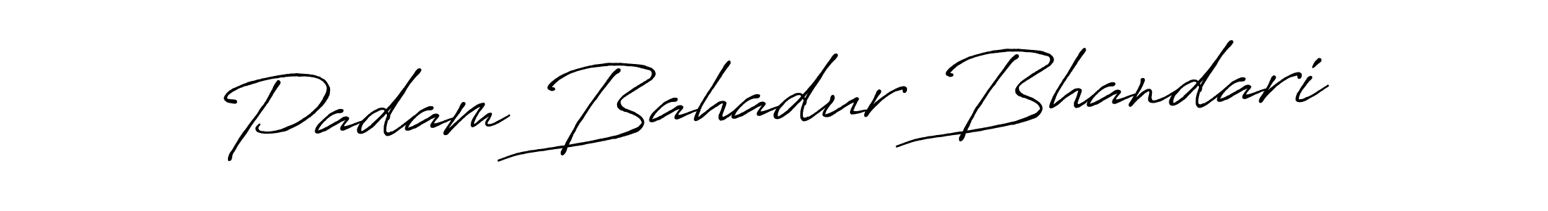 Design your own signature with our free online signature maker. With this signature software, you can create a handwritten (Antro_Vectra_Bolder) signature for name Padam Bahadur Bhandari. Padam Bahadur Bhandari signature style 7 images and pictures png