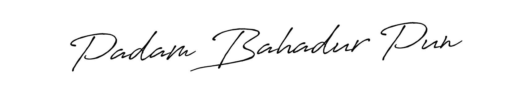 Use a signature maker to create a handwritten signature online. With this signature software, you can design (Antro_Vectra_Bolder) your own signature for name Padam Bahadur Pun. Padam Bahadur Pun signature style 7 images and pictures png
