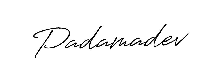 Use a signature maker to create a handwritten signature online. With this signature software, you can design (Antro_Vectra_Bolder) your own signature for name Padamadev. Padamadev signature style 7 images and pictures png