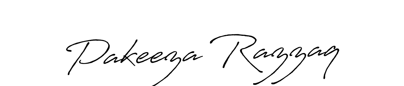Make a beautiful signature design for name Pakeeza Razzaq. With this signature (Antro_Vectra_Bolder) style, you can create a handwritten signature for free. Pakeeza Razzaq signature style 7 images and pictures png