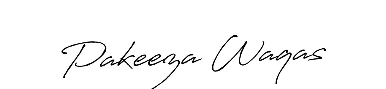 Create a beautiful signature design for name Pakeeza Waqas. With this signature (Antro_Vectra_Bolder) fonts, you can make a handwritten signature for free. Pakeeza Waqas signature style 7 images and pictures png