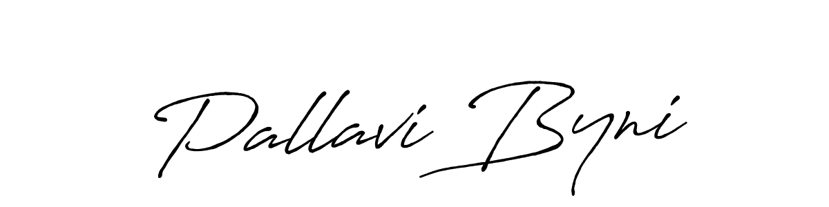 Use a signature maker to create a handwritten signature online. With this signature software, you can design (Antro_Vectra_Bolder) your own signature for name Pallavi Byni. Pallavi Byni signature style 7 images and pictures png