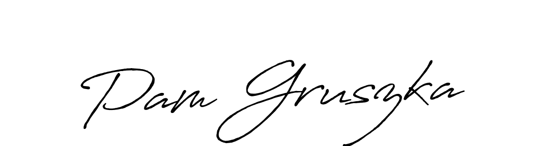 if you are searching for the best signature style for your name Pam Gruszka. so please give up your signature search. here we have designed multiple signature styles  using Antro_Vectra_Bolder. Pam Gruszka signature style 7 images and pictures png