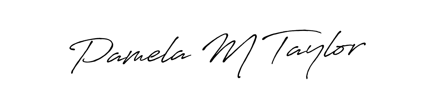 How to make Pamela M Taylor name signature. Use Antro_Vectra_Bolder style for creating short signs online. This is the latest handwritten sign. Pamela M Taylor signature style 7 images and pictures png