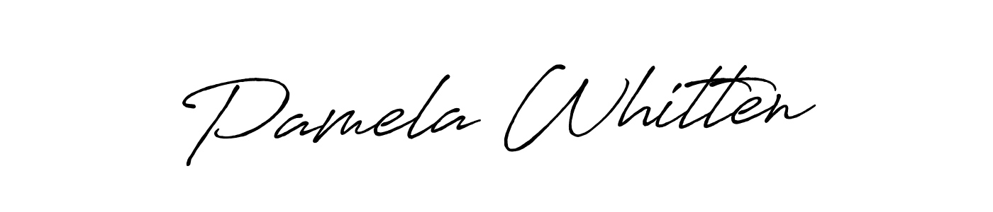 How to make Pamela Whitten name signature. Use Antro_Vectra_Bolder style for creating short signs online. This is the latest handwritten sign. Pamela Whitten signature style 7 images and pictures png