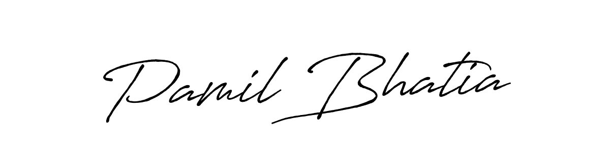 Pamil Bhatia stylish signature style. Best Handwritten Sign (Antro_Vectra_Bolder) for my name. Handwritten Signature Collection Ideas for my name Pamil Bhatia. Pamil Bhatia signature style 7 images and pictures png