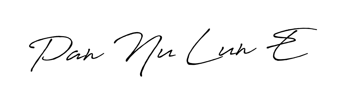 Create a beautiful signature design for name Pan Nu Lun E. With this signature (Antro_Vectra_Bolder) fonts, you can make a handwritten signature for free. Pan Nu Lun E signature style 7 images and pictures png