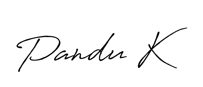 Design your own signature with our free online signature maker. With this signature software, you can create a handwritten (Antro_Vectra_Bolder) signature for name Pandu K. Pandu K signature style 7 images and pictures png