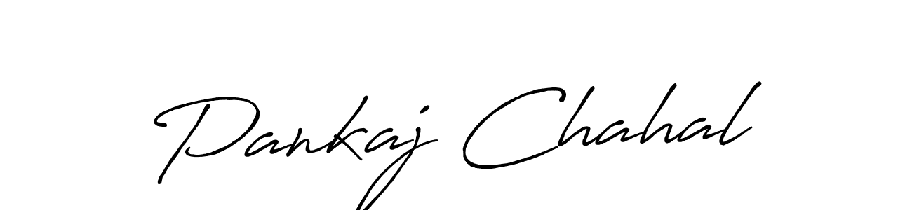 How to make Pankaj Chahal name signature. Use Antro_Vectra_Bolder style for creating short signs online. This is the latest handwritten sign. Pankaj Chahal signature style 7 images and pictures png