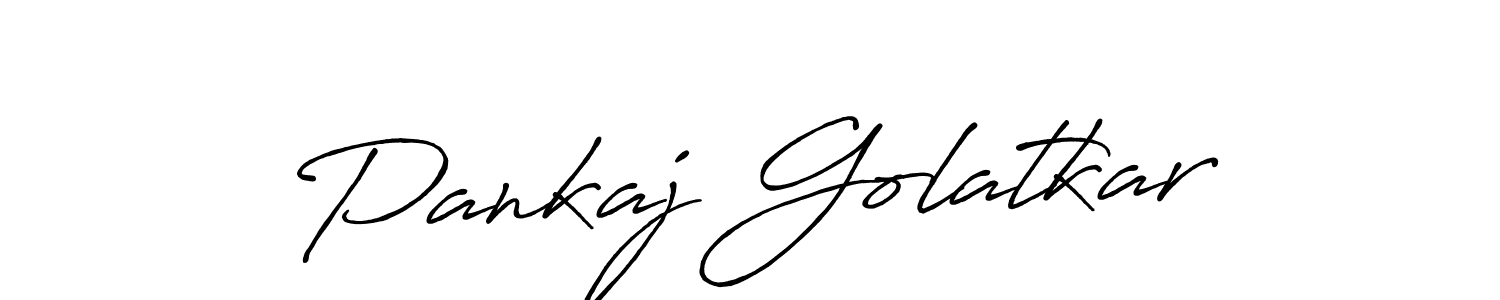 Create a beautiful signature design for name Pankaj Golatkar. With this signature (Antro_Vectra_Bolder) fonts, you can make a handwritten signature for free. Pankaj Golatkar signature style 7 images and pictures png
