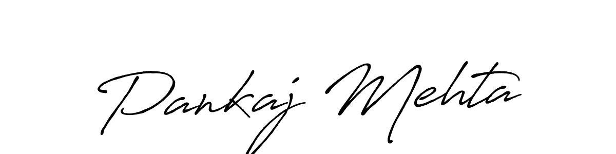 How to make Pankaj Mehta name signature. Use Antro_Vectra_Bolder style for creating short signs online. This is the latest handwritten sign. Pankaj Mehta signature style 7 images and pictures png