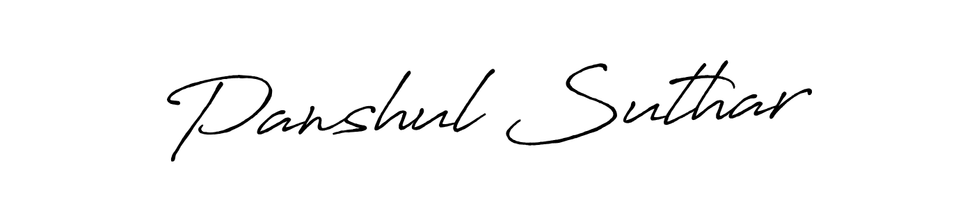 Create a beautiful signature design for name Panshul Suthar. With this signature (Antro_Vectra_Bolder) fonts, you can make a handwritten signature for free. Panshul Suthar signature style 7 images and pictures png