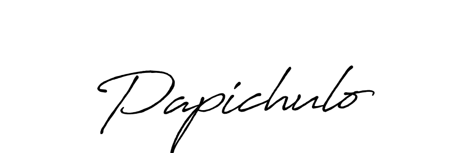 Use a signature maker to create a handwritten signature online. With this signature software, you can design (Antro_Vectra_Bolder) your own signature for name Papichulo. Papichulo signature style 7 images and pictures png