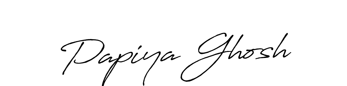 Create a beautiful signature design for name Papiya Ghosh. With this signature (Antro_Vectra_Bolder) fonts, you can make a handwritten signature for free. Papiya Ghosh signature style 7 images and pictures png