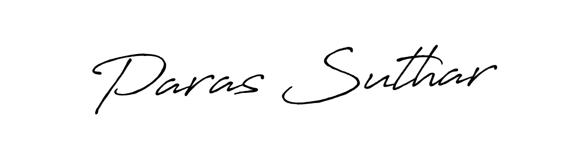 You should practise on your own different ways (Antro_Vectra_Bolder) to write your name (Paras Suthar) in signature. don't let someone else do it for you. Paras Suthar signature style 7 images and pictures png