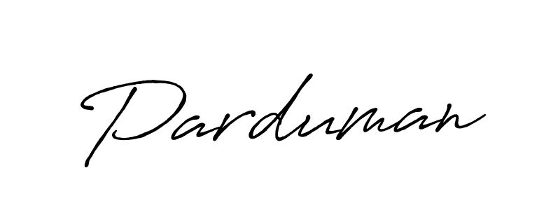 Make a beautiful signature design for name Parduman. With this signature (Antro_Vectra_Bolder) style, you can create a handwritten signature for free. Parduman signature style 7 images and pictures png