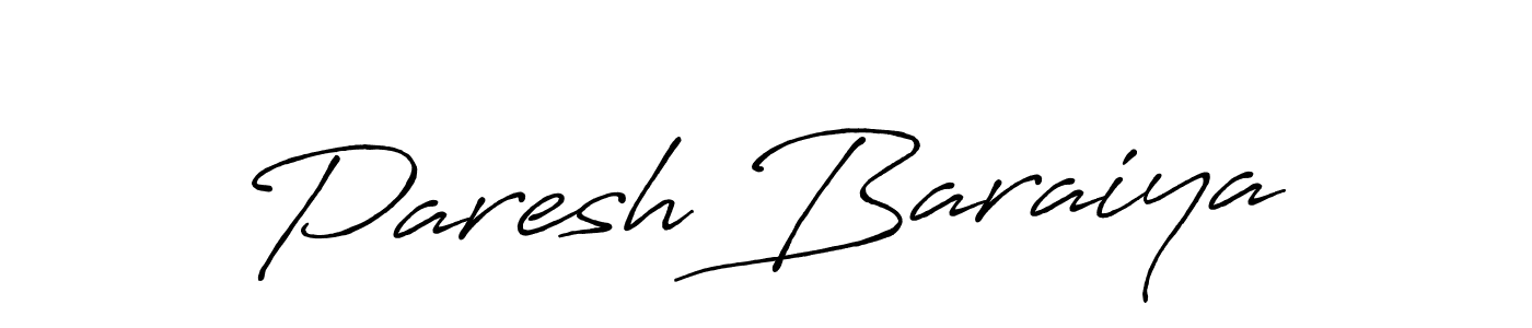 Make a beautiful signature design for name Paresh Baraiya. With this signature (Antro_Vectra_Bolder) style, you can create a handwritten signature for free. Paresh Baraiya signature style 7 images and pictures png