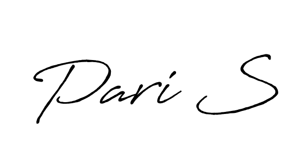 How to make Pari S name signature. Use Antro_Vectra_Bolder style for creating short signs online. This is the latest handwritten sign. Pari S signature style 7 images and pictures png