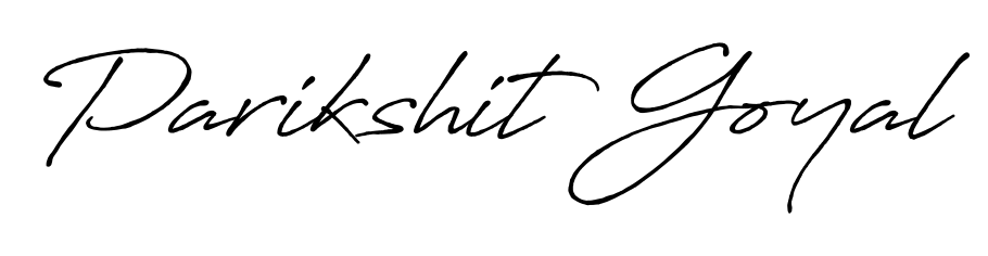 The Antro_Vectra_Bolder font transforms the name Parikshit Goyal into an executive sign with sharp precision and distinguished character. Parikshit Goyal signature style 7 images and pictures png