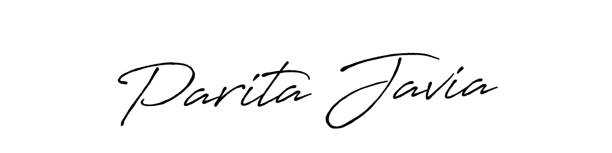 How to make Parita Javia name signature. Use Antro_Vectra_Bolder style for creating short signs online. This is the latest handwritten sign. Parita Javia signature style 7 images and pictures png