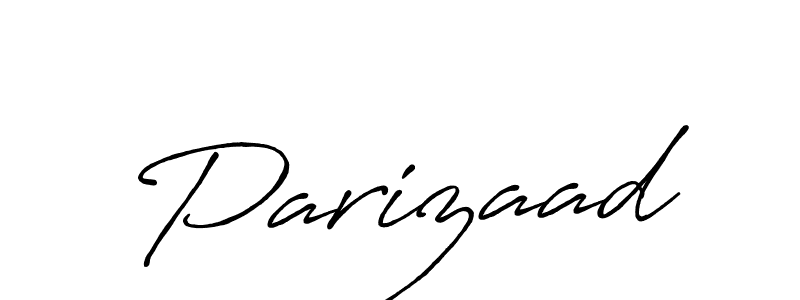 Use a signature maker to create a handwritten signature online. With this signature software, you can design (Antro_Vectra_Bolder) your own signature for name Parizaad. Parizaad signature style 7 images and pictures png