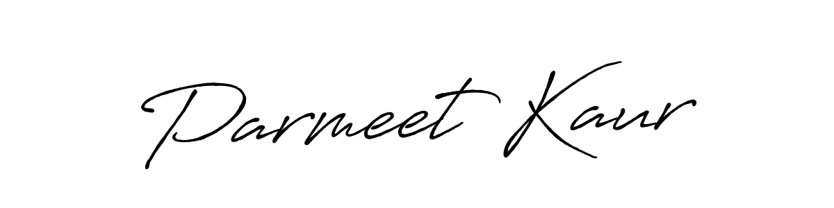 How to make Parmeet Kaur name signature. Use Antro_Vectra_Bolder style for creating short signs online. This is the latest handwritten sign. Parmeet Kaur signature style 7 images and pictures png