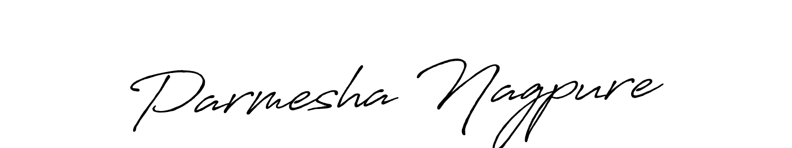 How to make Parmesha Nagpure name signature. Use Antro_Vectra_Bolder style for creating short signs online. This is the latest handwritten sign. Parmesha Nagpure signature style 7 images and pictures png
