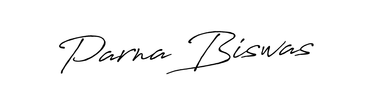Use a signature maker to create a handwritten signature online. With this signature software, you can design (Antro_Vectra_Bolder) your own signature for name Parna Biswas. Parna Biswas signature style 7 images and pictures png