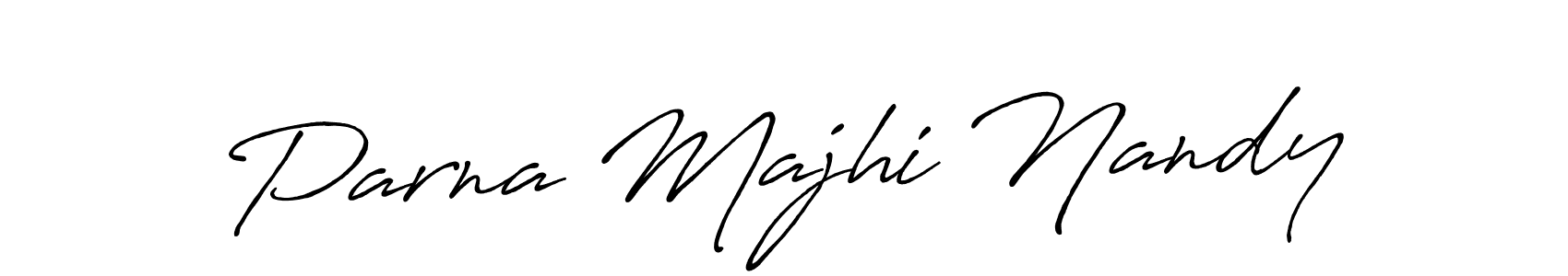 Antro_Vectra_Bolder is a professional signature style that is perfect for those who want to add a touch of class to their signature. It is also a great choice for those who want to make their signature more unique. Get Parna Majhi Nandy name to fancy signature for free. Parna Majhi Nandy signature style 7 images and pictures png