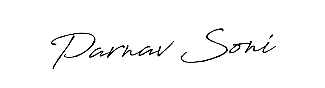 Make a beautiful signature design for name Parnav Soni. With this signature (Antro_Vectra_Bolder) style, you can create a handwritten signature for free. Parnav Soni signature style 7 images and pictures png