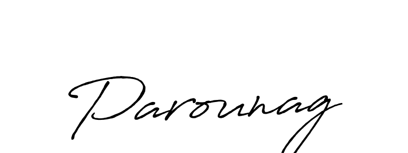 How to make Parounag name signature. Use Antro_Vectra_Bolder style for creating short signs online. This is the latest handwritten sign. Parounag signature style 7 images and pictures png