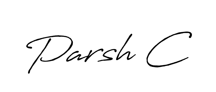 How to make Parsh C name signature. Use Antro_Vectra_Bolder style for creating short signs online. This is the latest handwritten sign. Parsh C signature style 7 images and pictures png