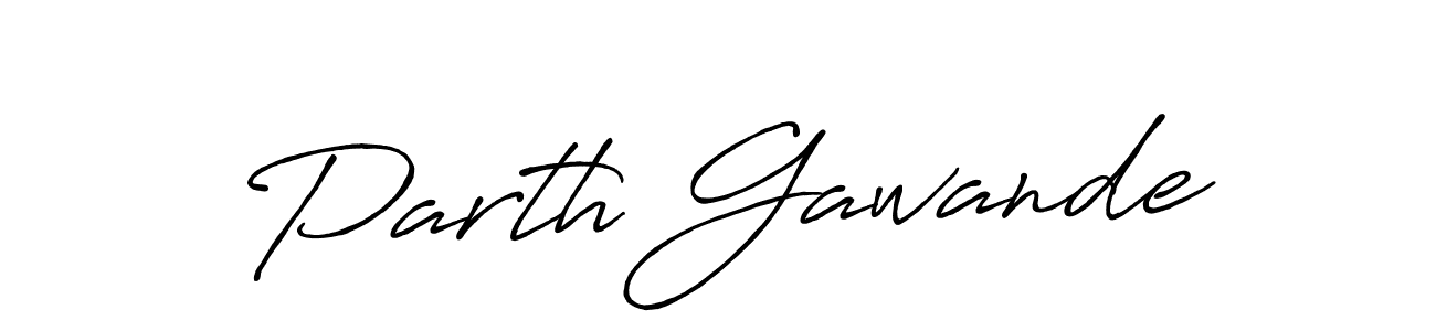 How to make Parth Gawande name signature. Use Antro_Vectra_Bolder style for creating short signs online. This is the latest handwritten sign. Parth Gawande signature style 7 images and pictures png