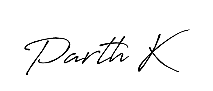 How to make Parth K name signature. Use Antro_Vectra_Bolder style for creating short signs online. This is the latest handwritten sign. Parth K signature style 7 images and pictures png