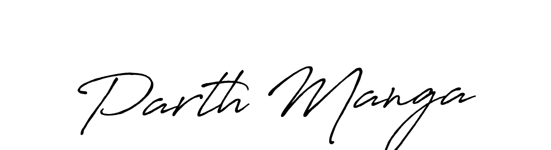 Make a beautiful signature design for name Parth Manga. With this signature (Antro_Vectra_Bolder) style, you can create a handwritten signature for free. Parth Manga signature style 7 images and pictures png