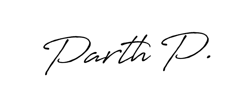 if you are searching for the best signature style for your name Parth P.. so please give up your signature search. here we have designed multiple signature styles  using Antro_Vectra_Bolder. Parth P. signature style 7 images and pictures png